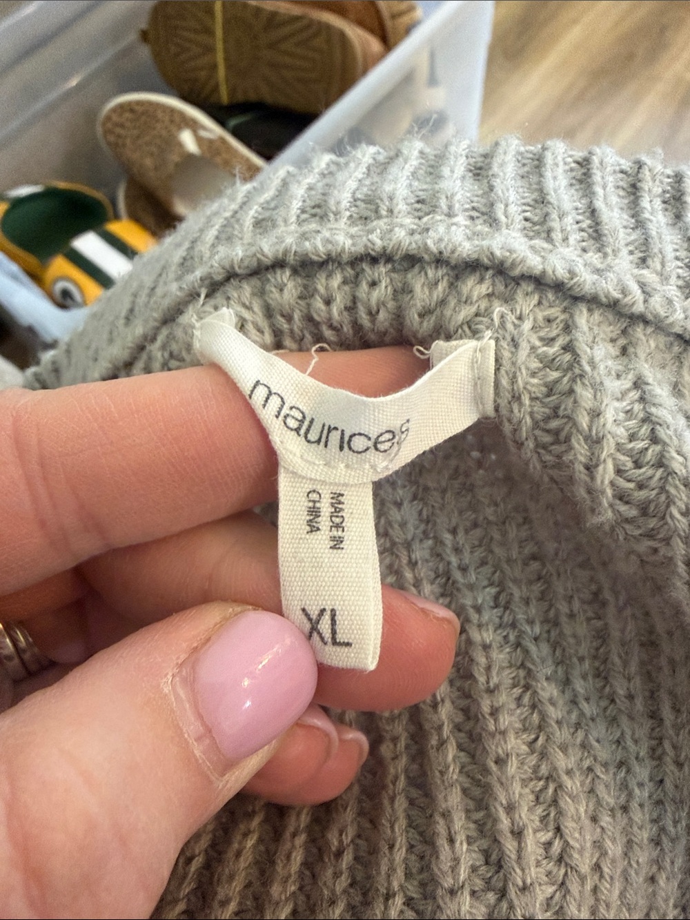 Women's Gray Distressed V-Neck Button Cardigan Sweater Maurices - Picture 2 of 6